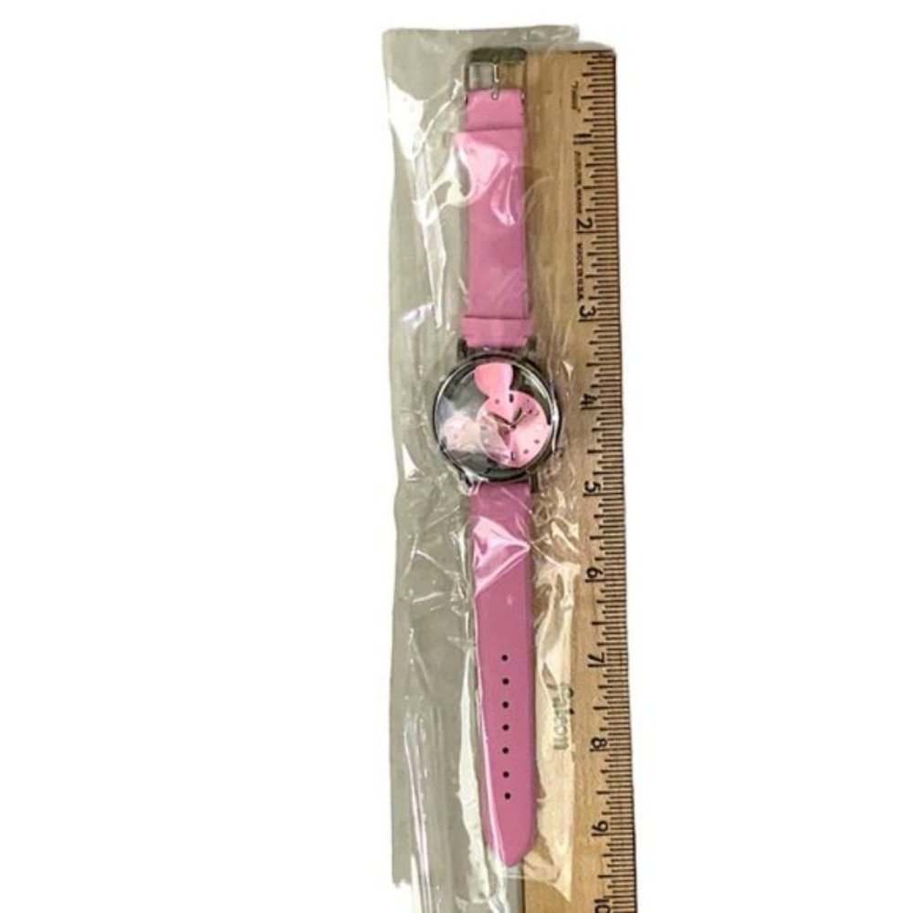 Minnie Mouse Watch Clear Face Quartz Adjustable Band Barbie Pink One Size - Picture 7 of 15